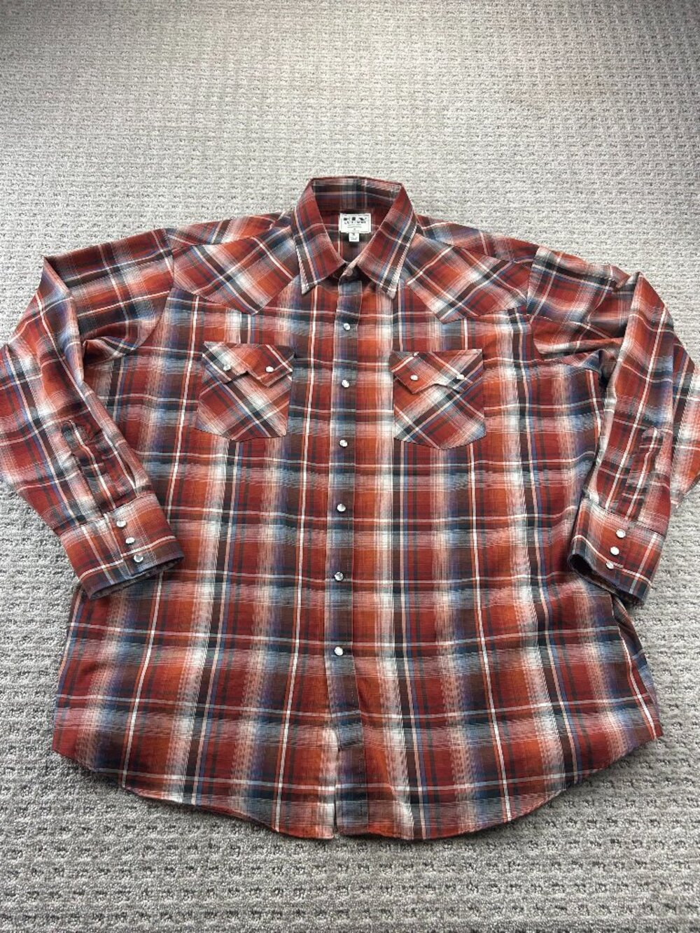 Ely Cattleman Western Shirt Men Extra Large XL Red Plaid Flannel Pearl Snap